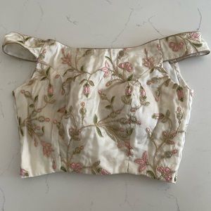 Off shoulder white & floral crop/blouse top!